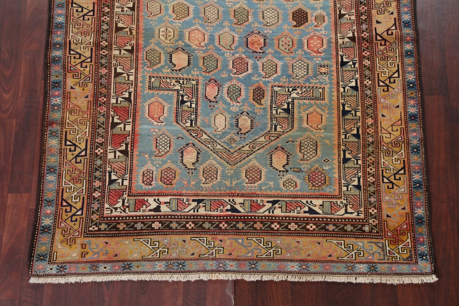 Pre-1900 Antique Vegetable Dye Shirvan Oriental Rug 5x6