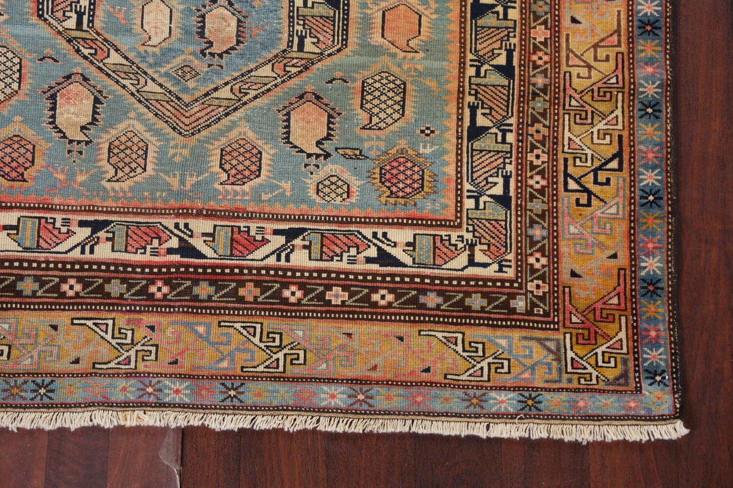 Pre-1900 Antique Vegetable Dye Shirvan Oriental Rug 5x6