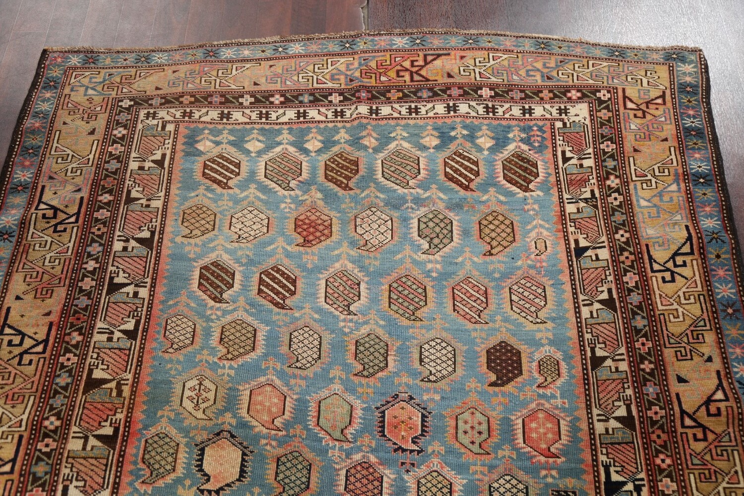 Pre-1900 Antique Vegetable Dye Shirvan Oriental Rug 5x6