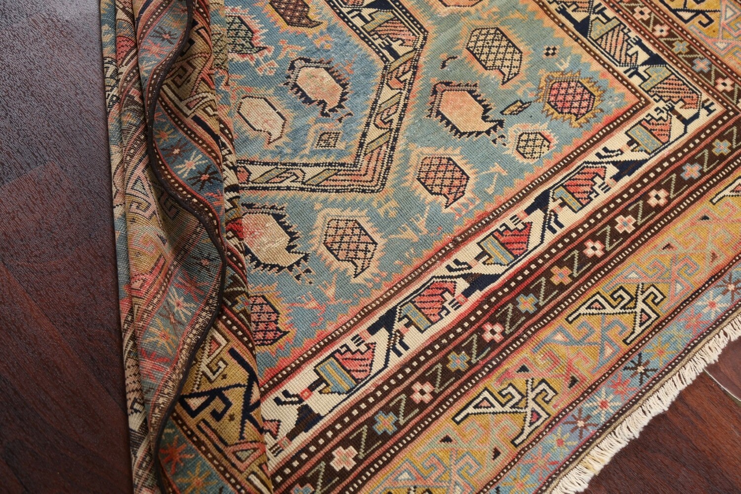 Pre-1900 Antique Vegetable Dye Shirvan Oriental Rug 5x6