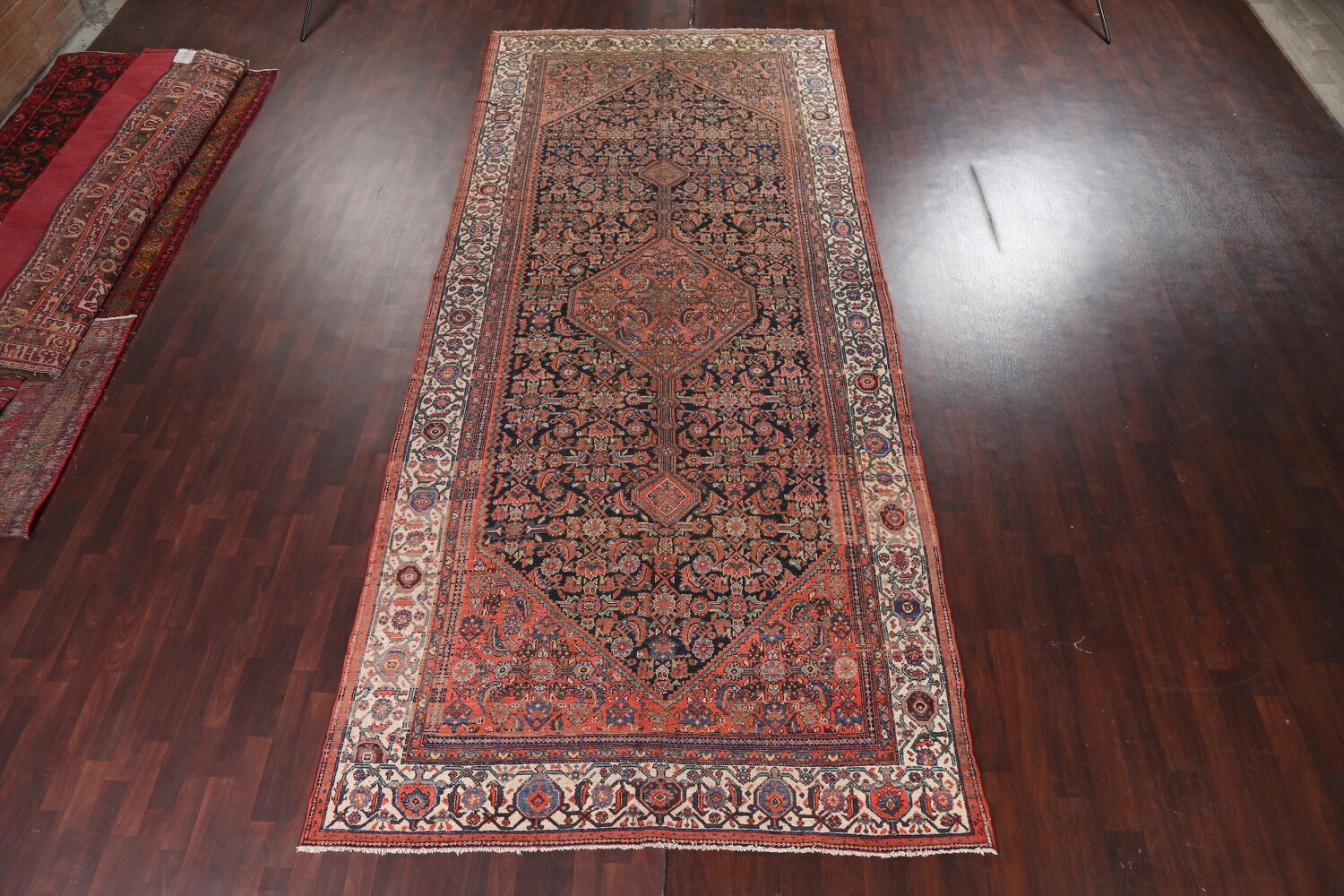 Pre-1900 Antique Vegetable Dye Malayer Persian Rug 7x16