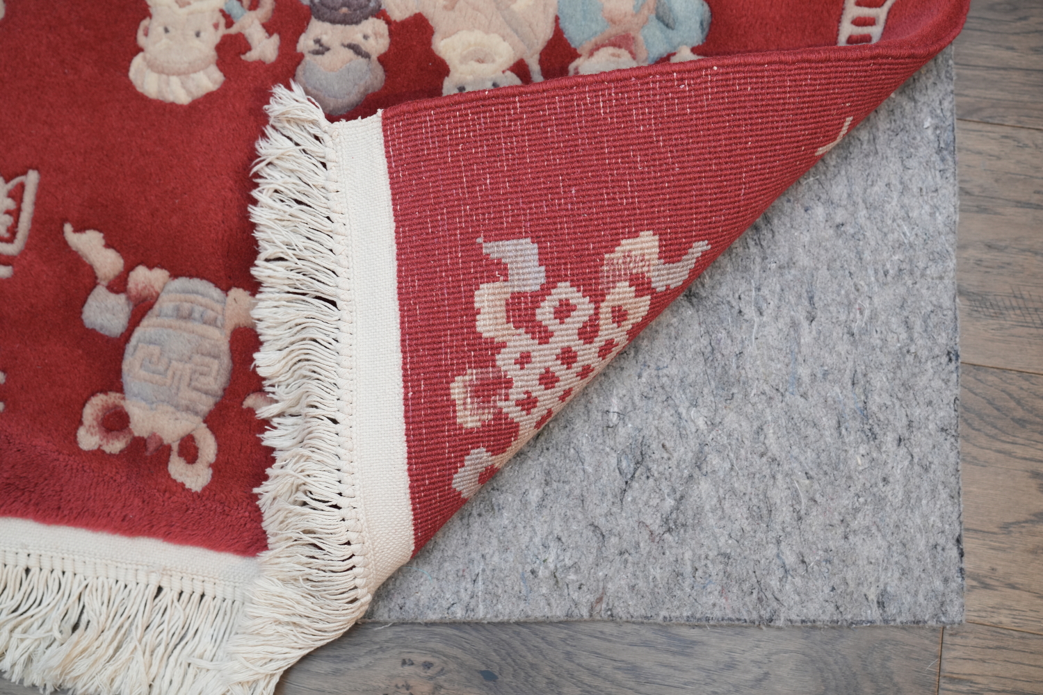 Handmade Red Pictorial Art Deco Oriental Wool Rug 2x5