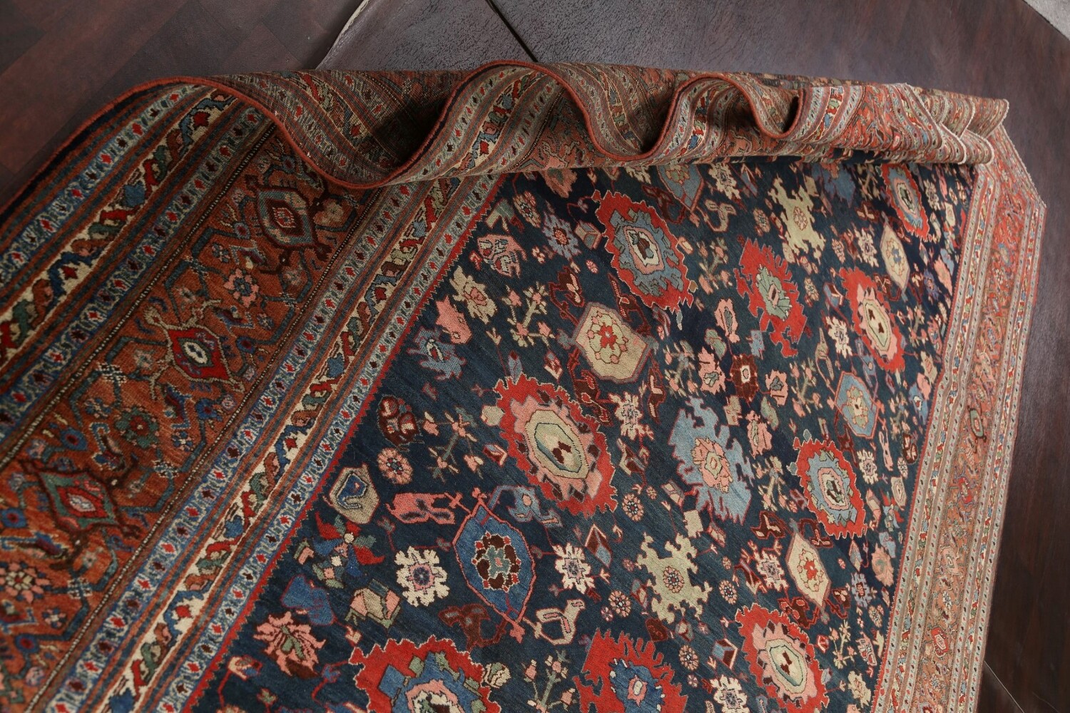 Pre-1900 Antique Vegetable Dye Bidjar Halvaei Persian Rug 8x13
