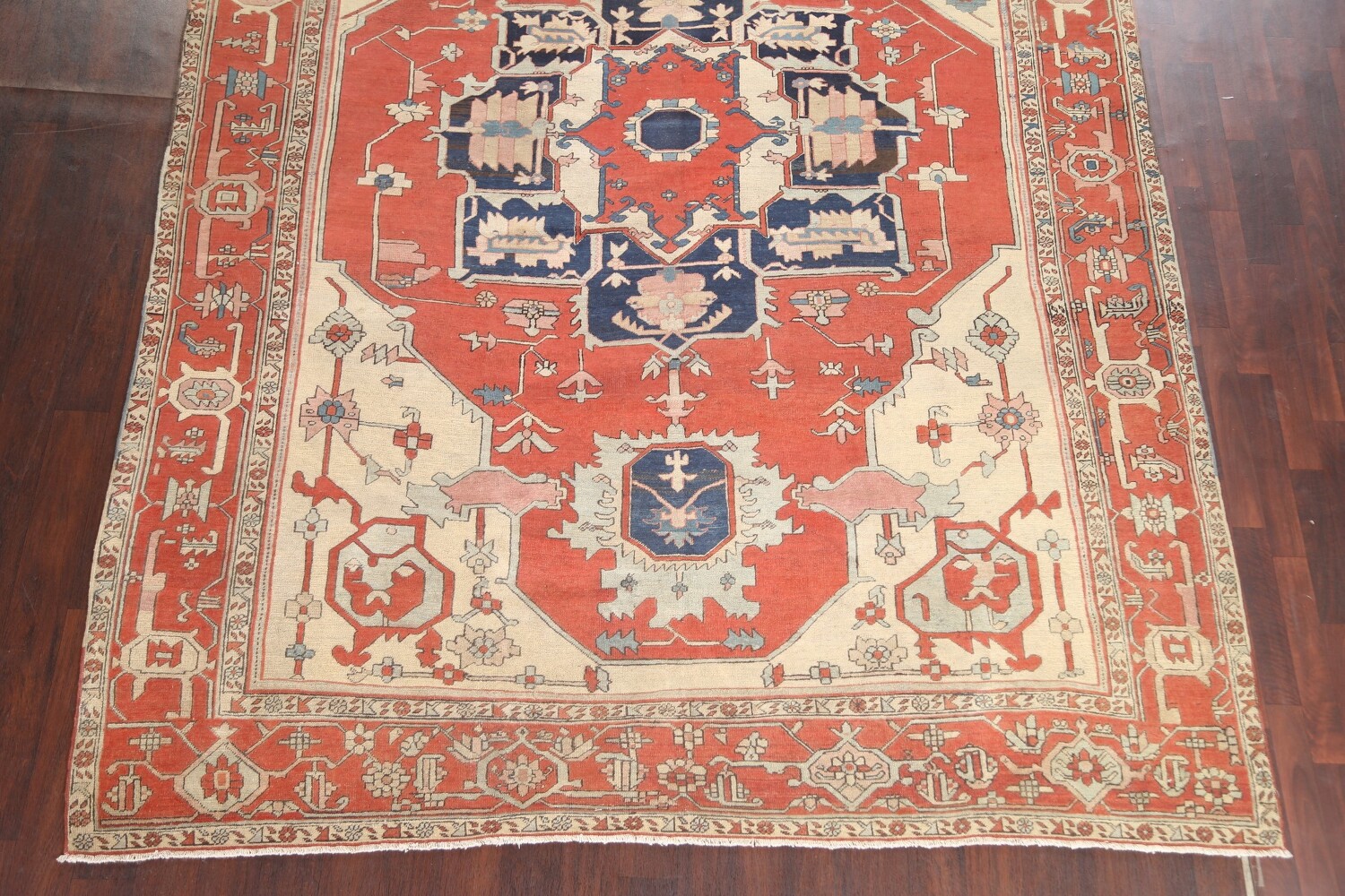 Pre-1900 Antique Vegetable Dye Heriz Serapi Persian Area Rug 9x12
