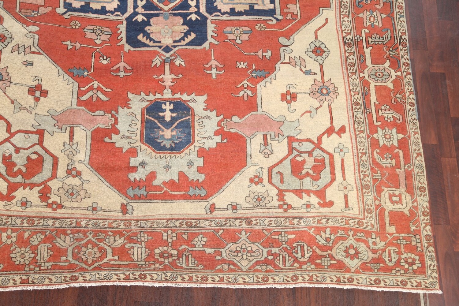 Pre-1900 Antique Vegetable Dye Heriz Serapi Persian Area Rug 9x12