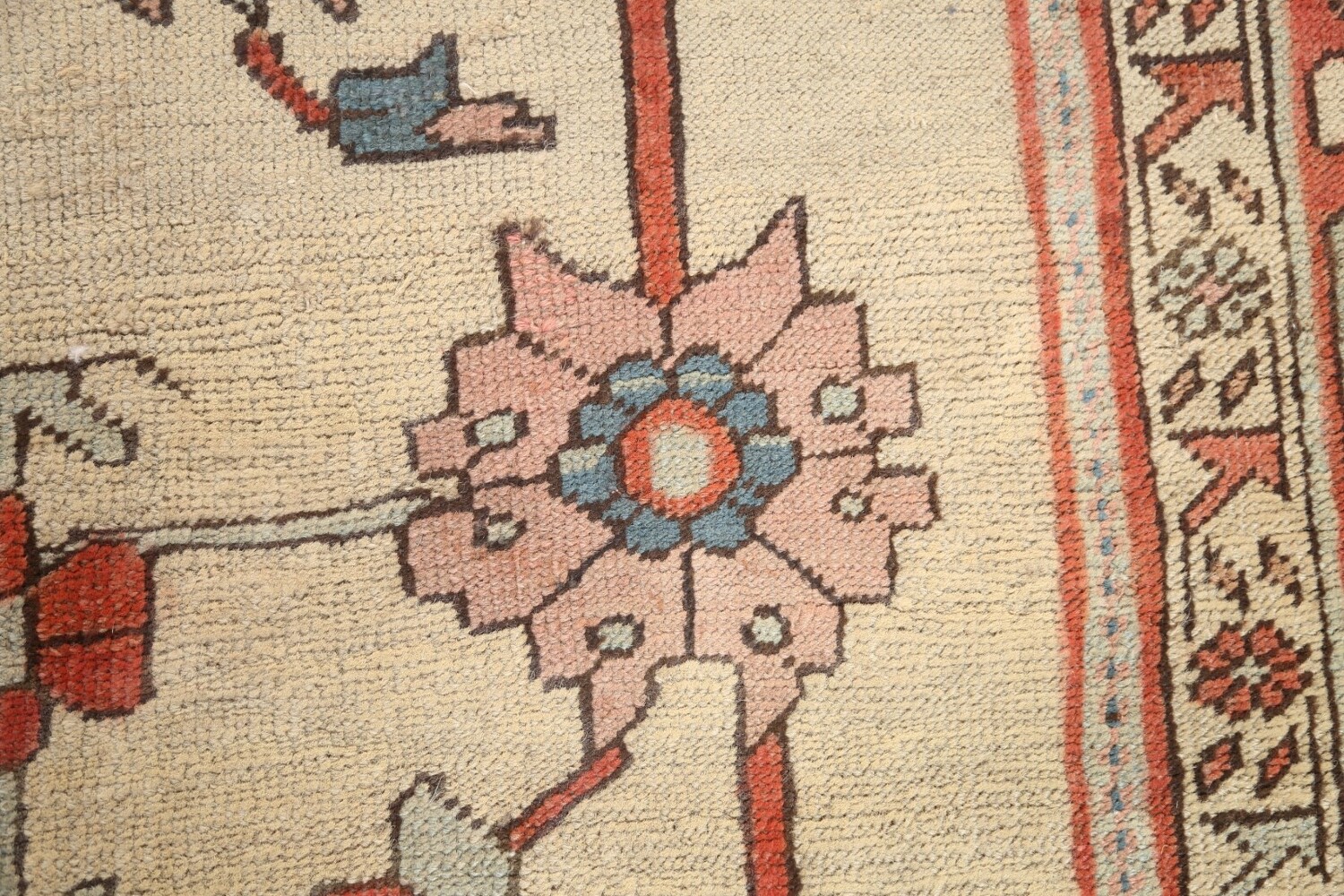 Pre-1900 Antique Vegetable Dye Heriz Serapi Persian Area Rug 9x12