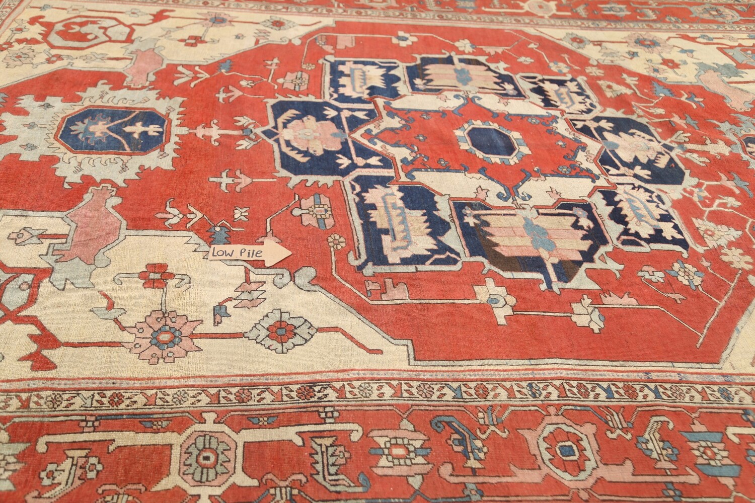 Pre-1900 Antique Vegetable Dye Heriz Serapi Persian Area Rug 9x12
