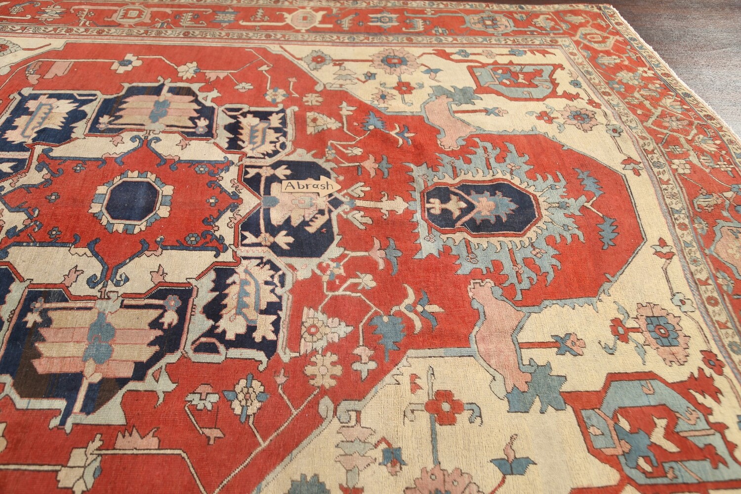 Pre-1900 Antique Vegetable Dye Heriz Serapi Persian Area Rug 9x12