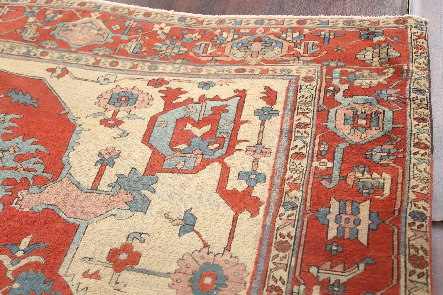 Pre-1900 Antique Vegetable Dye Heriz Serapi Persian Area Rug 9x12