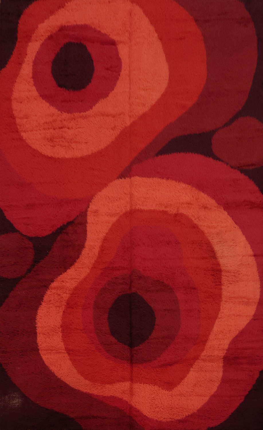 Red and Orange Artistic Design Rya Vegetable Dye Area Rug 10x14