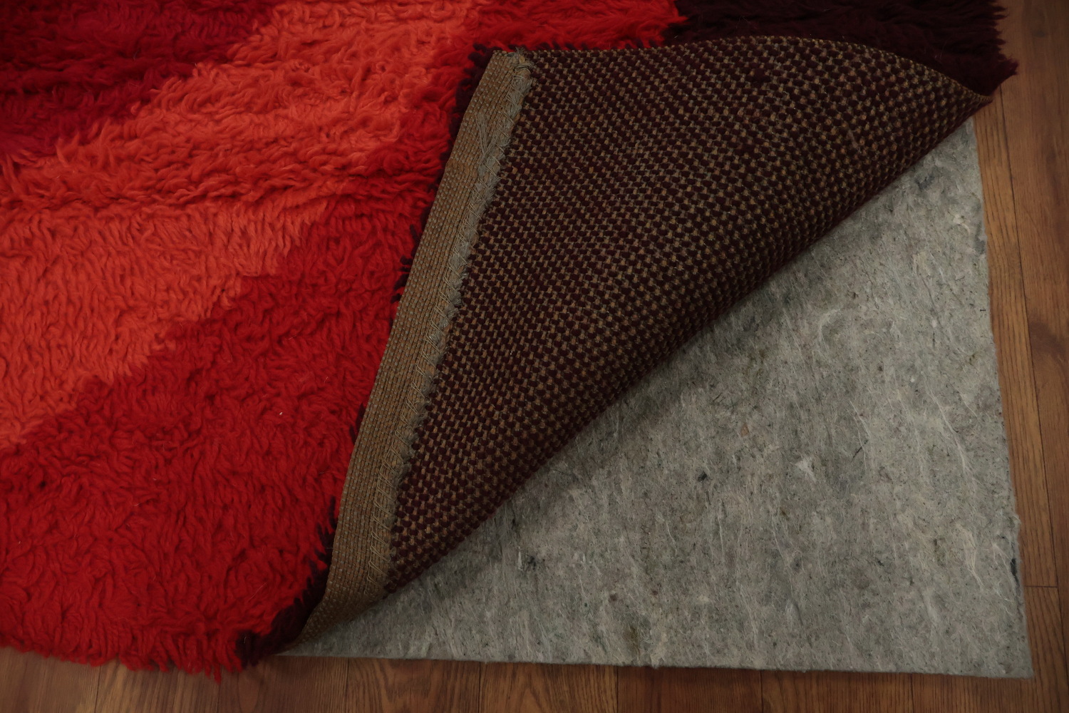 Red and Orange Artistic Design Rya Vegetable Dye Area Rug 10x14