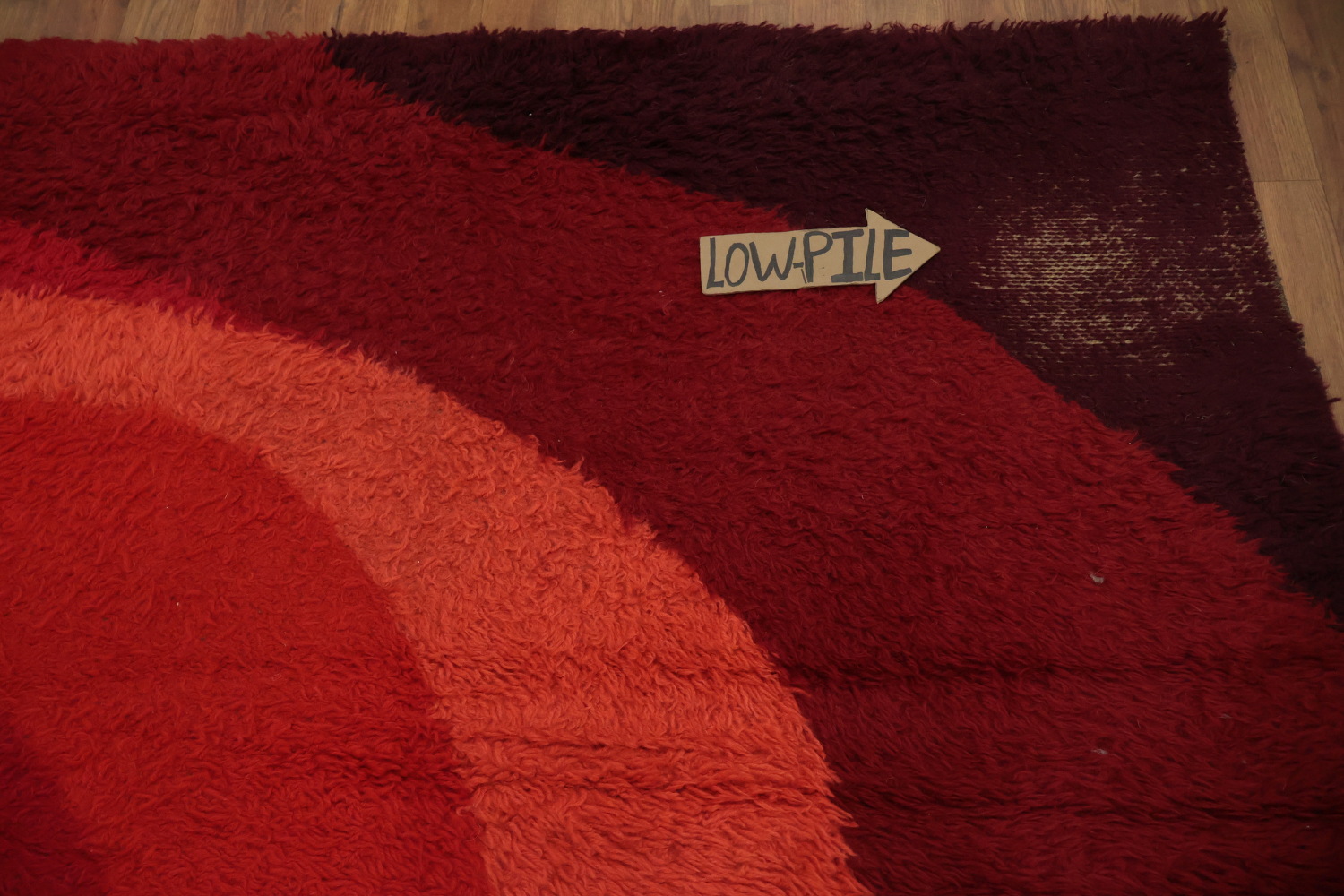 Red and Orange Artistic Design Rya Vegetable Dye Area Rug 10x14