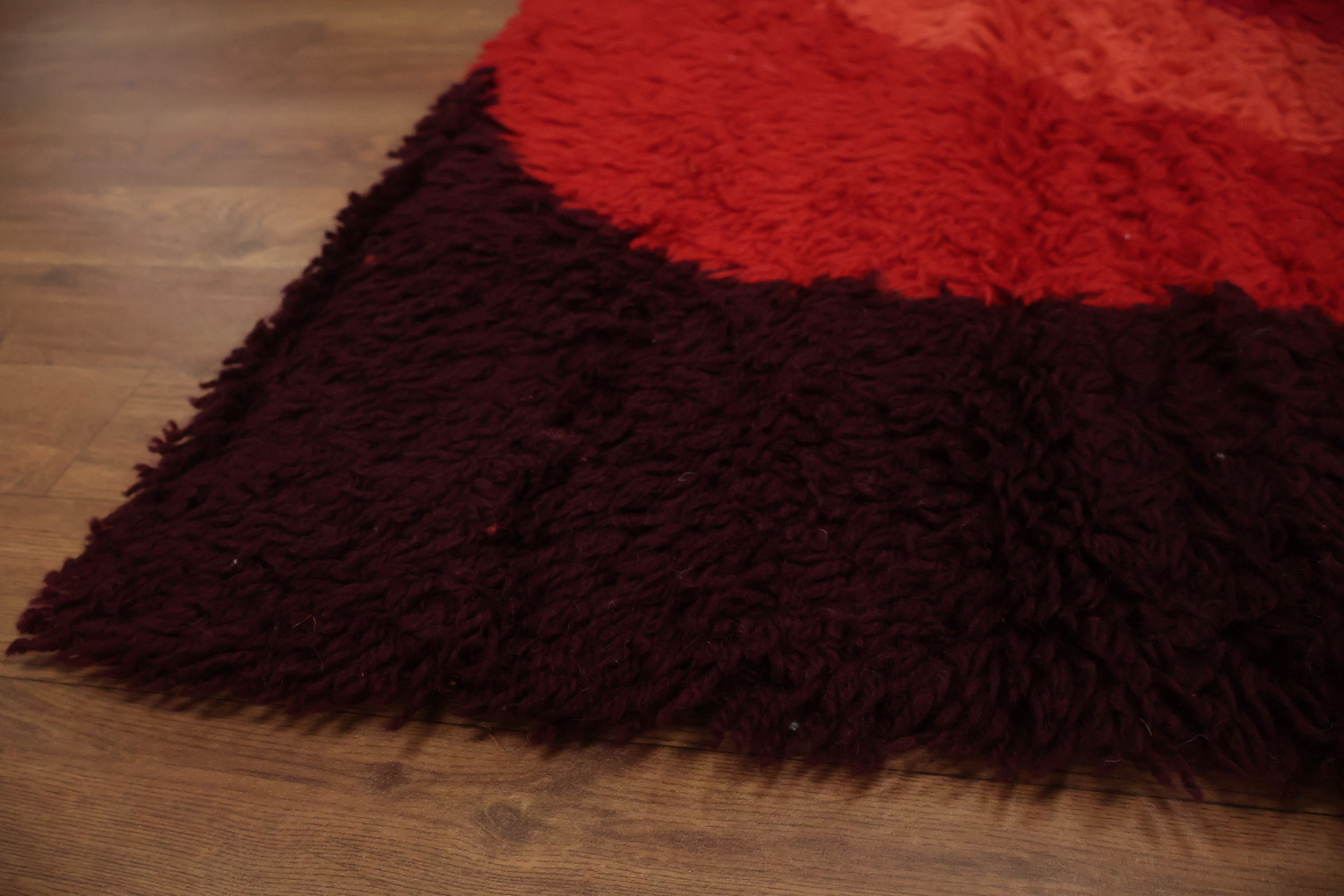 Red and Orange Artistic Design Rya Vegetable Dye Area Rug 10x14
