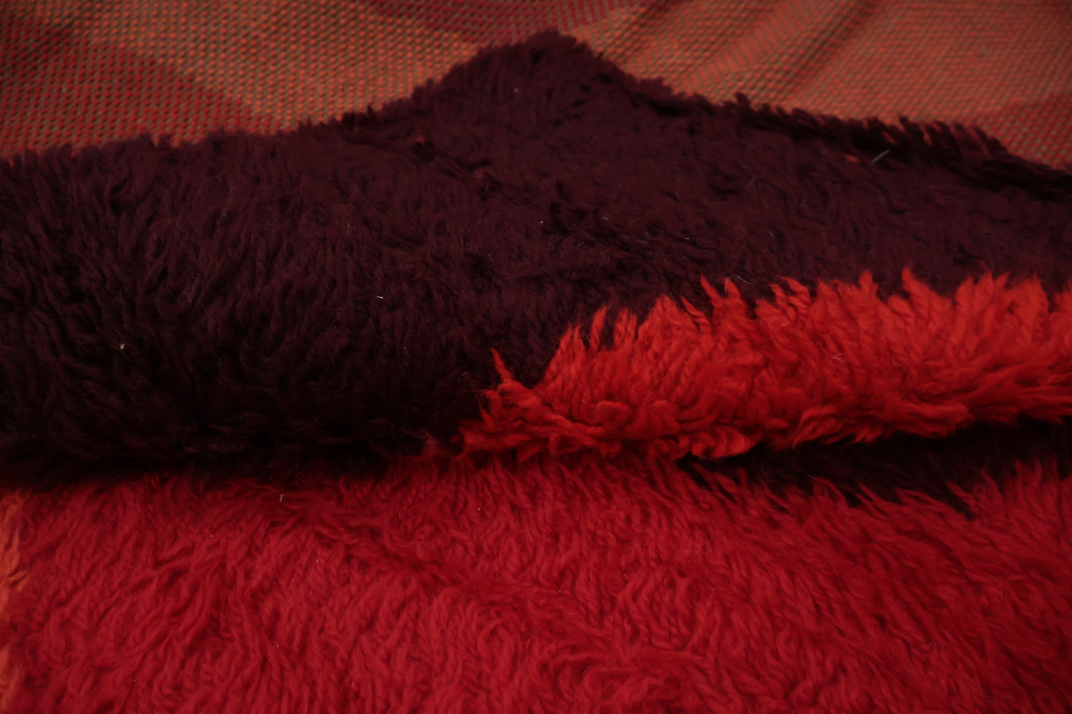 Red and Orange Artistic Design Rya Vegetable Dye Area Rug 10x14