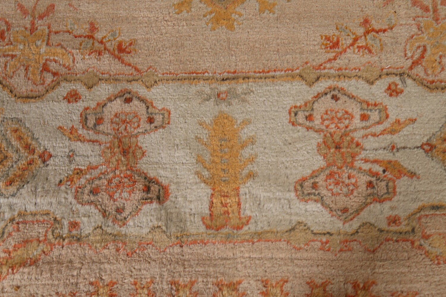 Pre-1900 Antique Vegetable Dye Oushak ANGORA Turkish Rug 13x14