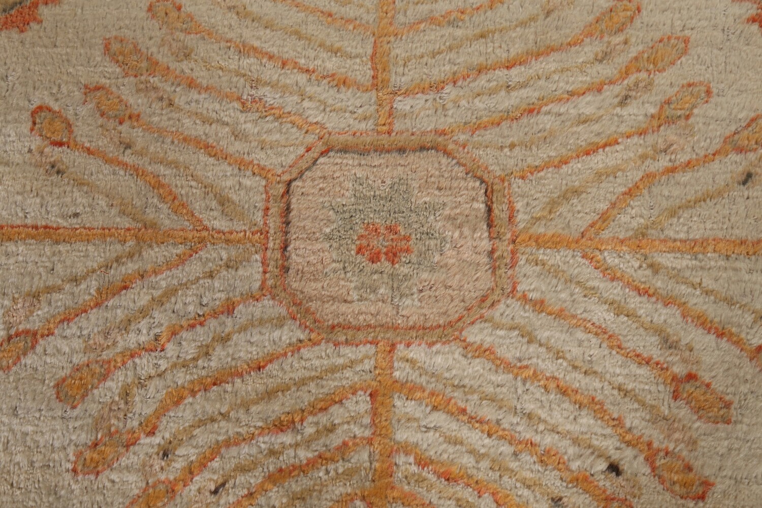 Pre-1900 Antique Vegetable Dye Oushak ANGORA Turkish Rug 13x14