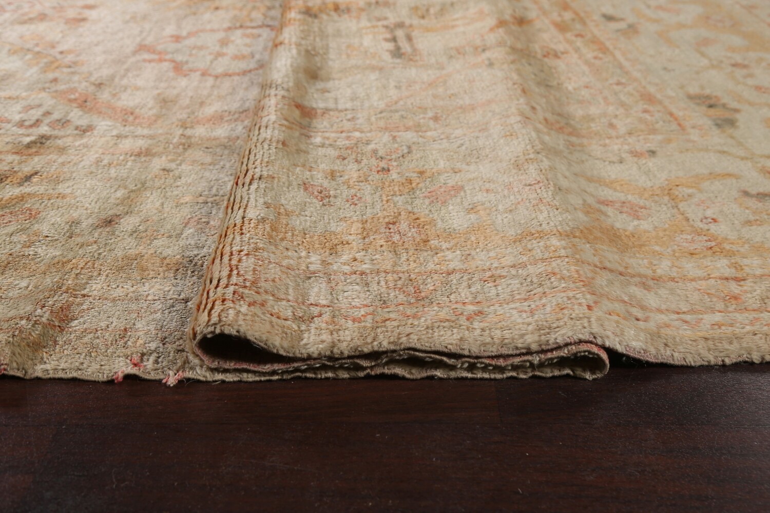 Pre-1900 Antique Vegetable Dye Oushak ANGORA Turkish Rug 13x14