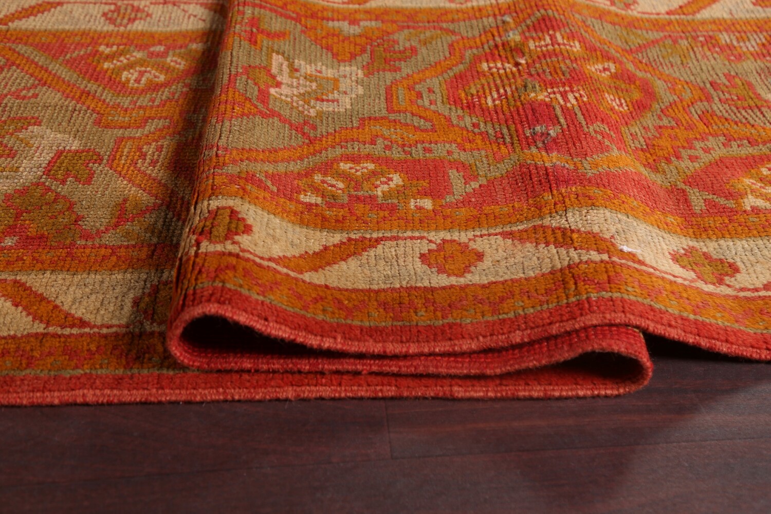Pre-1900 Antique Oushak Handmade Turkish Rug 15x20 Vegetable Dye