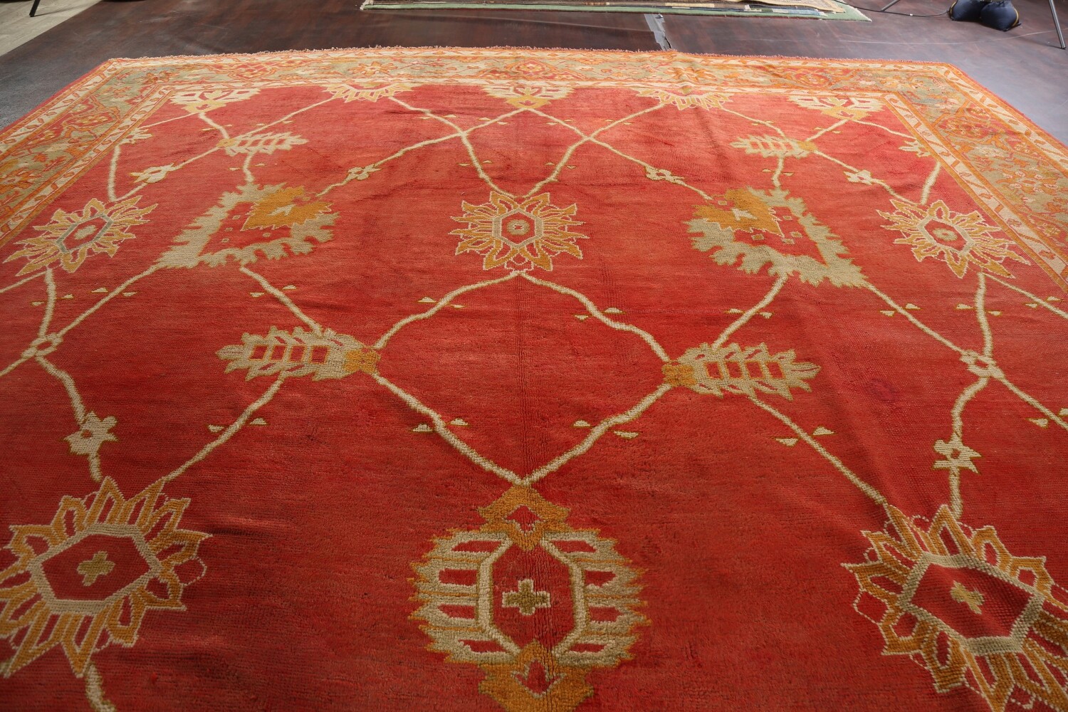 Pre-1900 Antique Oushak Handmade Turkish Rug 15x20 Vegetable Dye