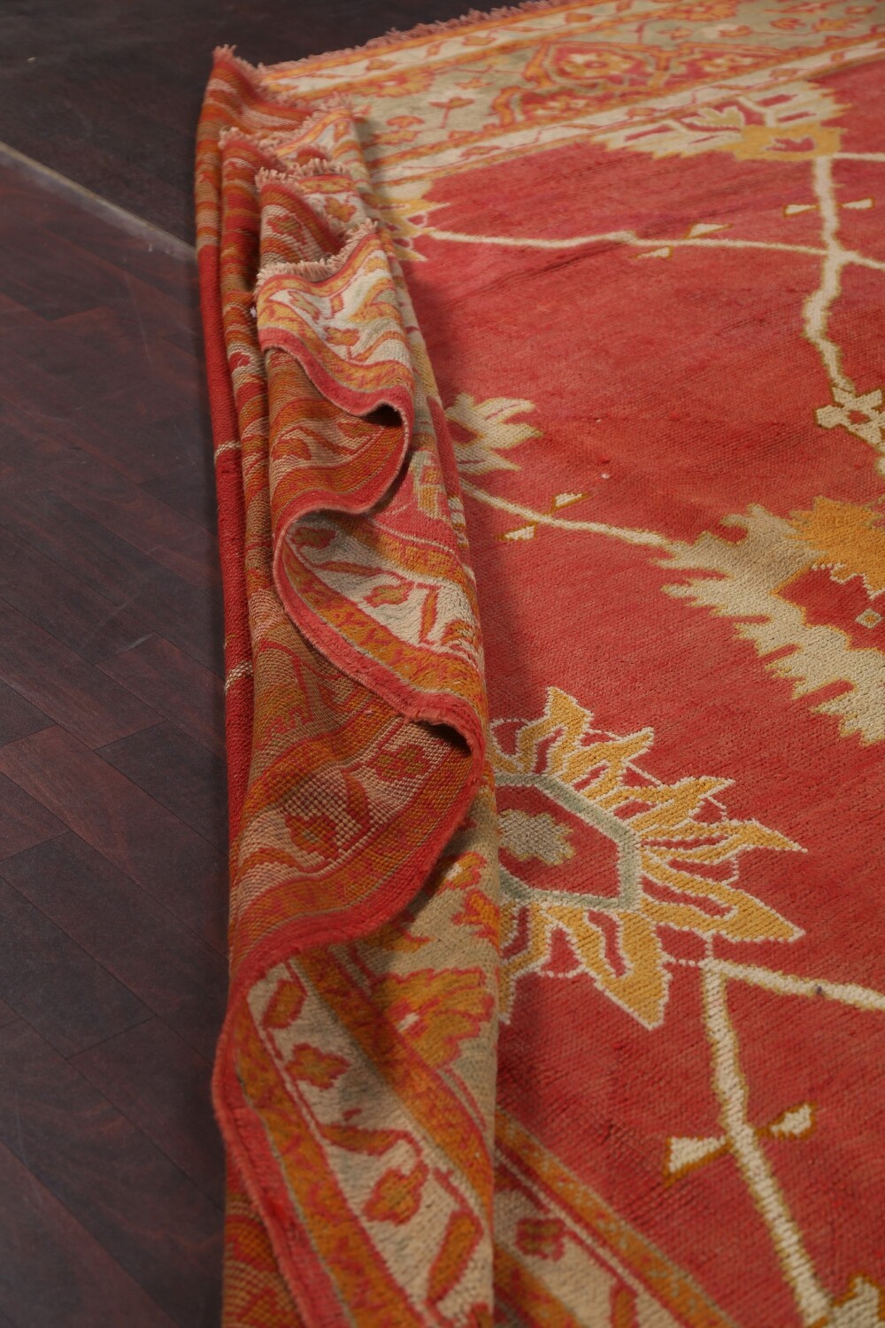 Pre-1900 Antique Oushak Handmade Turkish Rug 15x20 Vegetable Dye