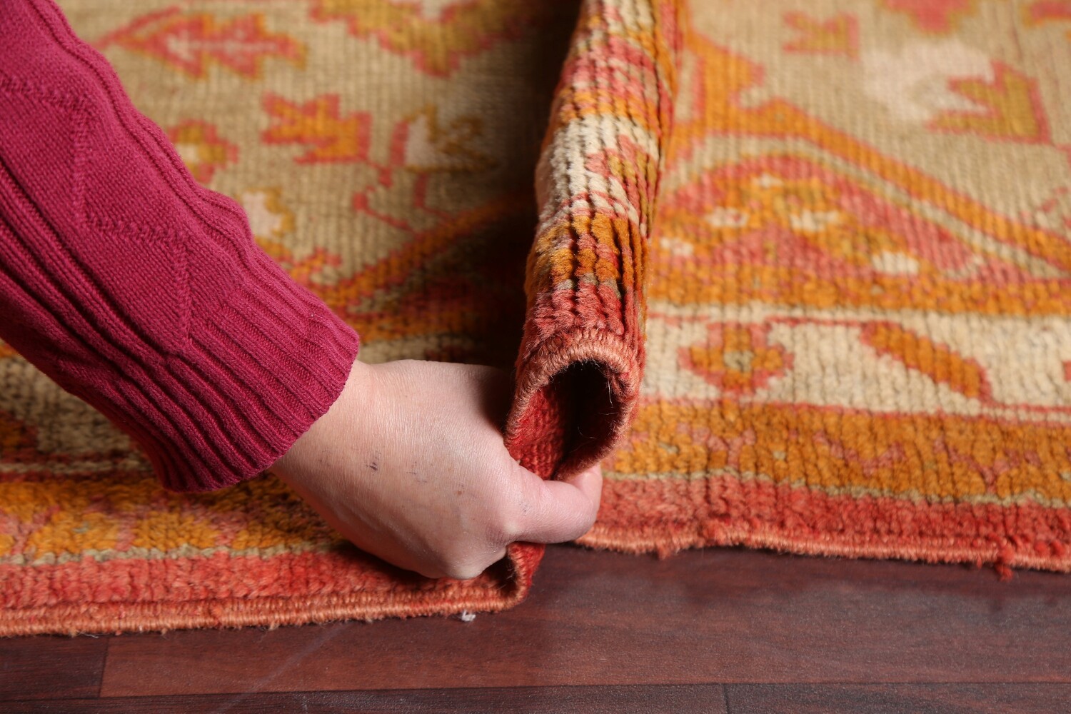 Pre-1900 Antique Oushak Handmade Turkish Rug 15x20 Vegetable Dye