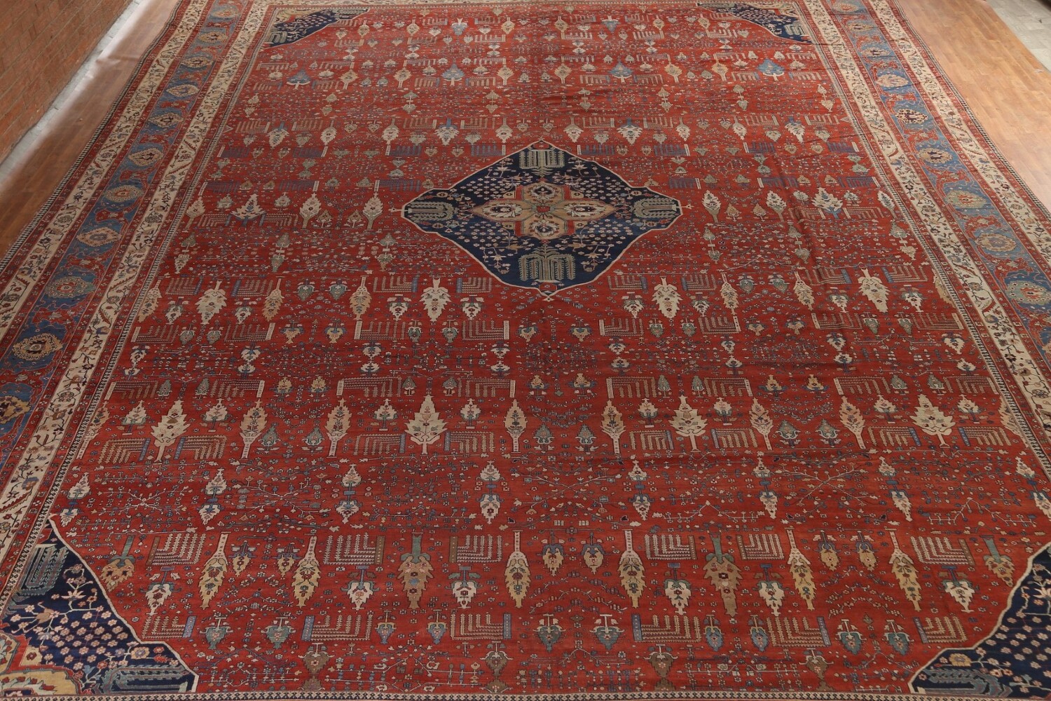 Pre-1900 Antique Vegetable Dye Sarouk Farahan Persian Rug 20x30