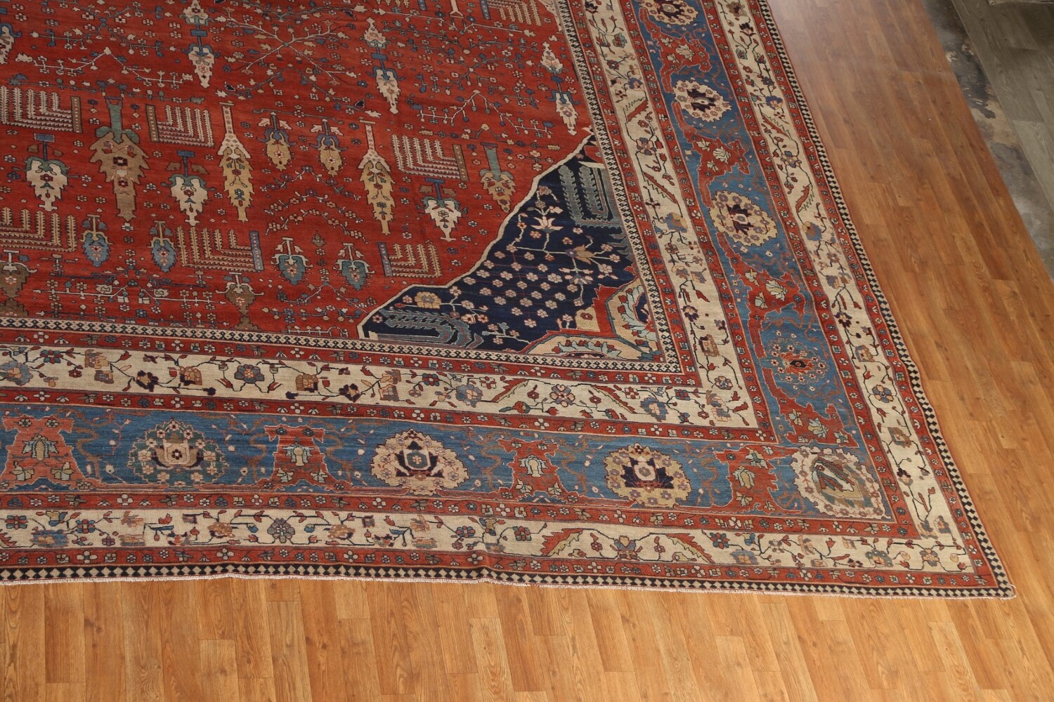 Pre-1900 Antique Vegetable Dye Sarouk Farahan Persian Rug 20x30
