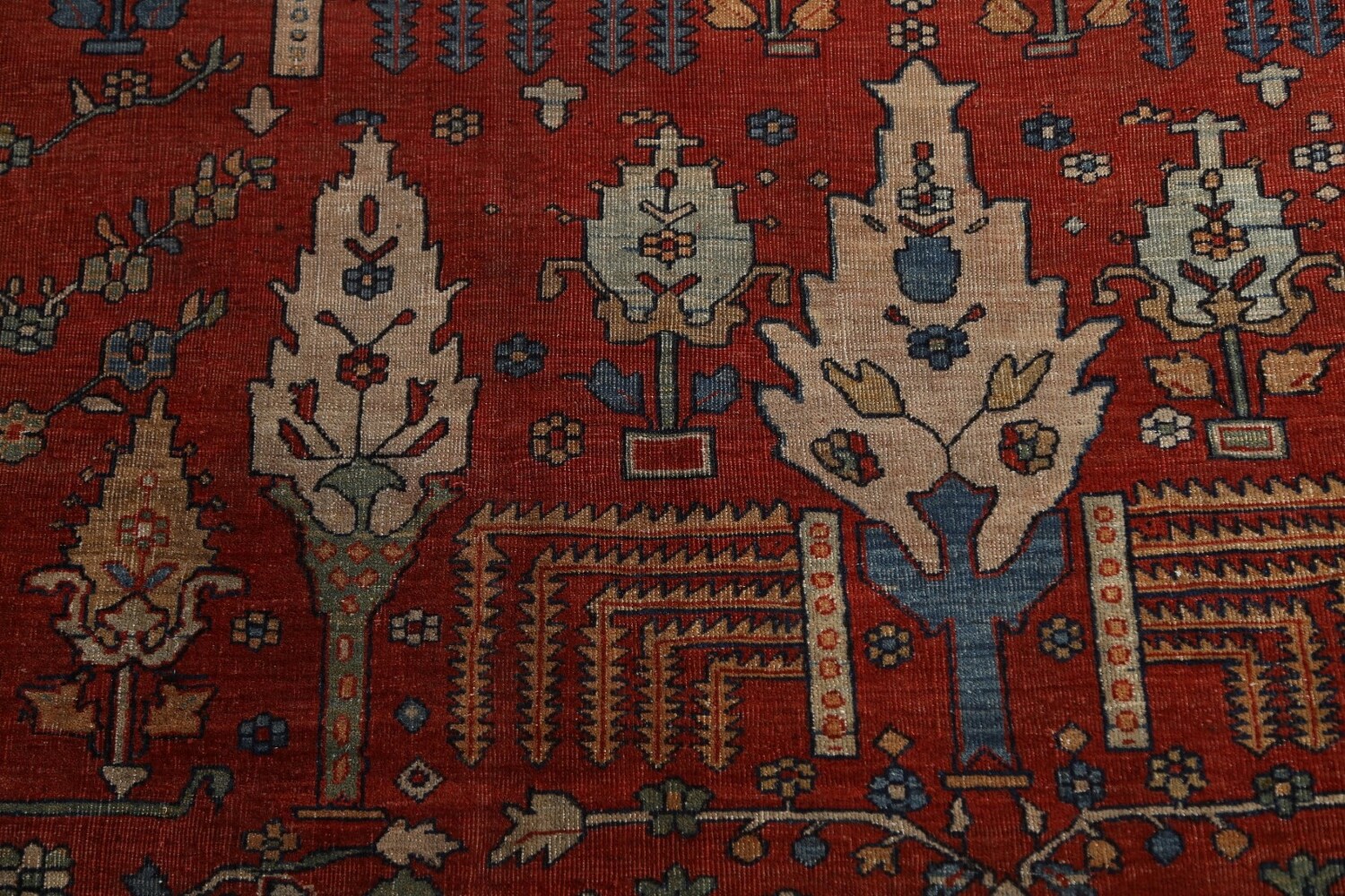 Pre-1900 Antique Vegetable Dye Sarouk Farahan Persian Rug 20x30