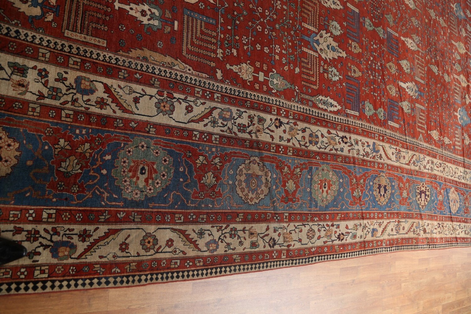 Pre-1900 Antique Vegetable Dye Sarouk Farahan Persian Rug 20x30