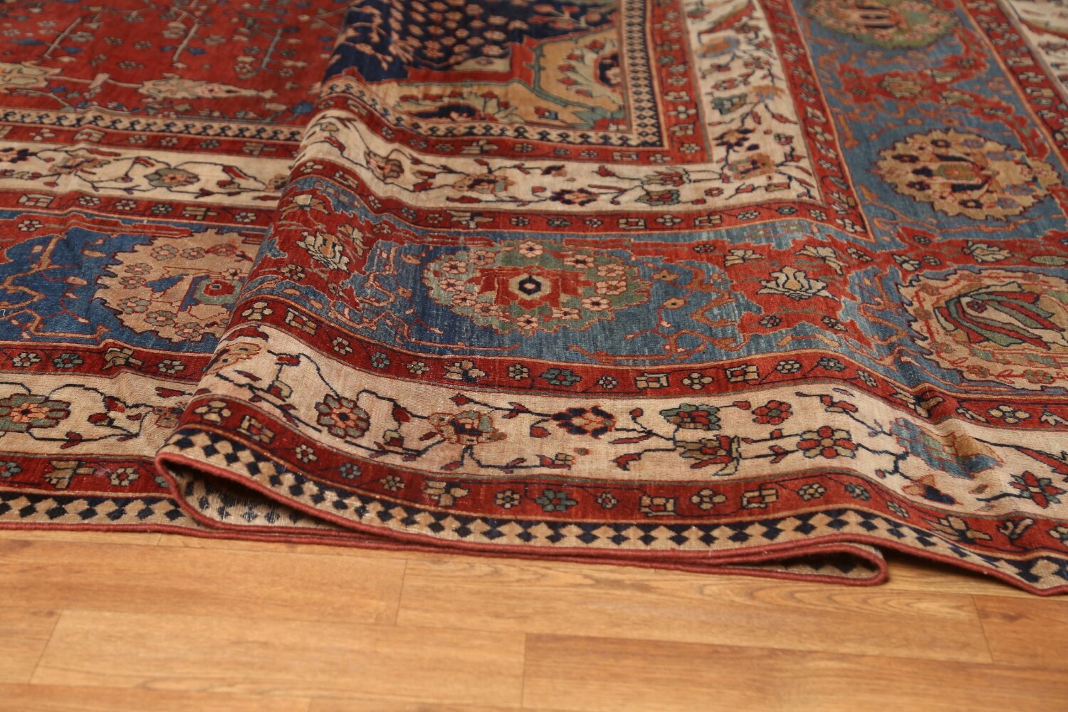 Pre-1900 Antique Vegetable Dye Sarouk Farahan Persian Rug 20x30