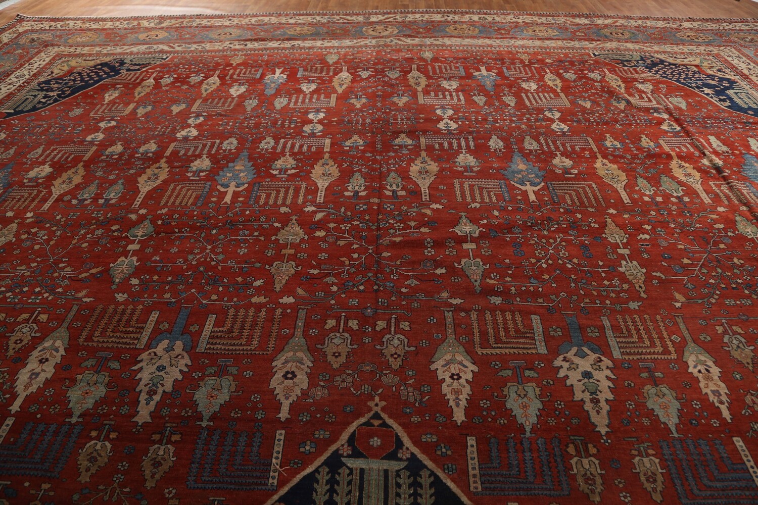 Pre-1900 Antique Vegetable Dye Sarouk Farahan Persian Rug 20x30
