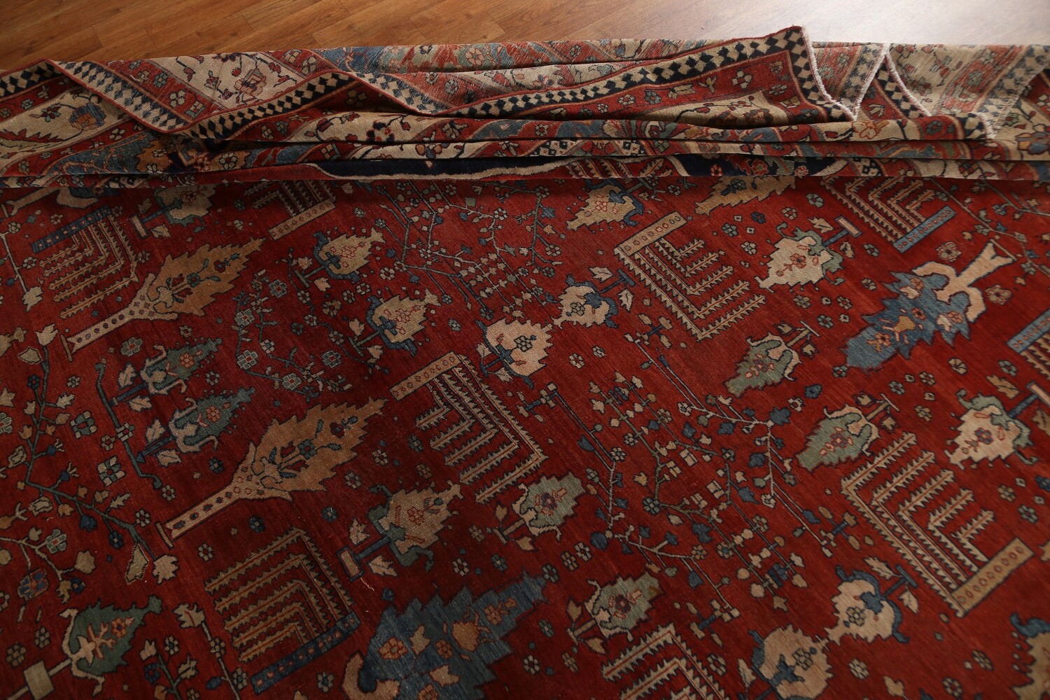 Pre-1900 Antique Vegetable Dye Sarouk Farahan Persian Rug 20x30