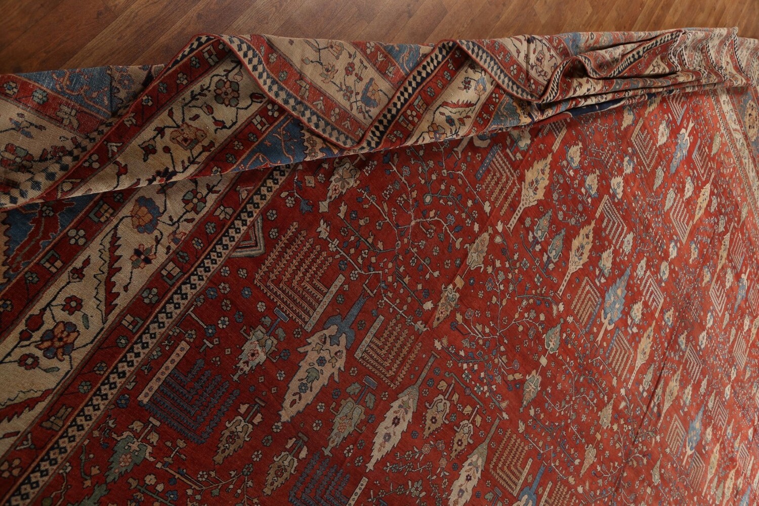 Pre-1900 Antique Vegetable Dye Sarouk Farahan Persian Rug 20x30