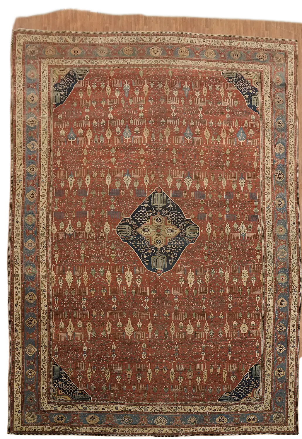 Pre-1900 Antique Vegetable Dye Sarouk Farahan Persian Wool Rug 20x30