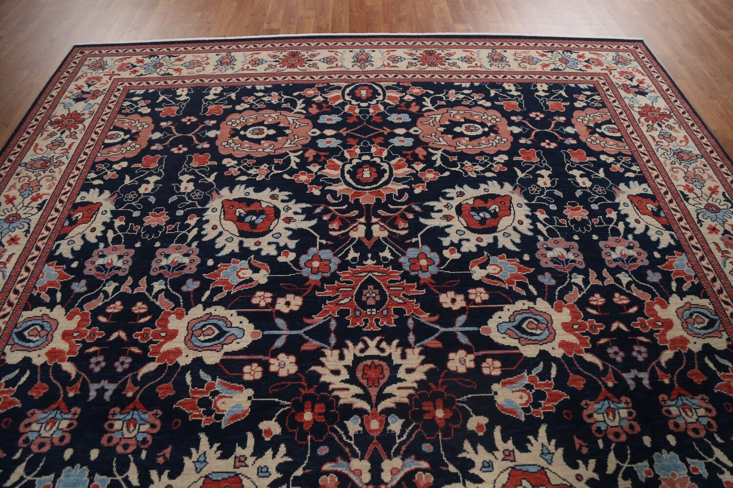 Navy Blue Floral Sultanabad Ziegler Oriental Rug 9x12