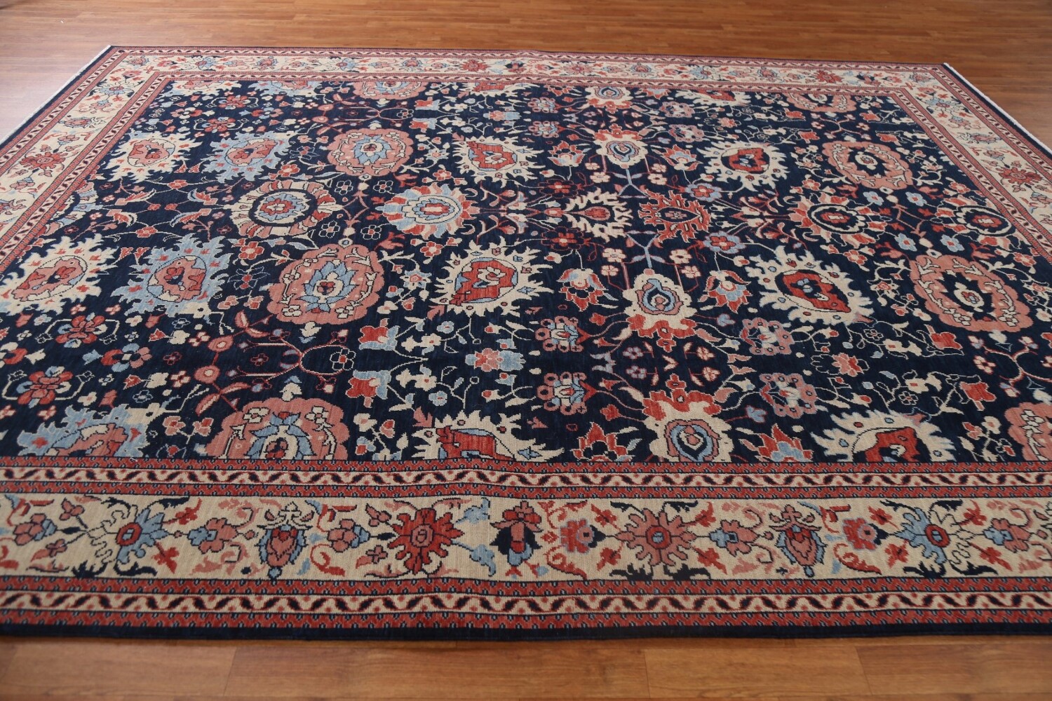 Navy Blue Floral Sultanabad Ziegler Oriental Rug 9x12