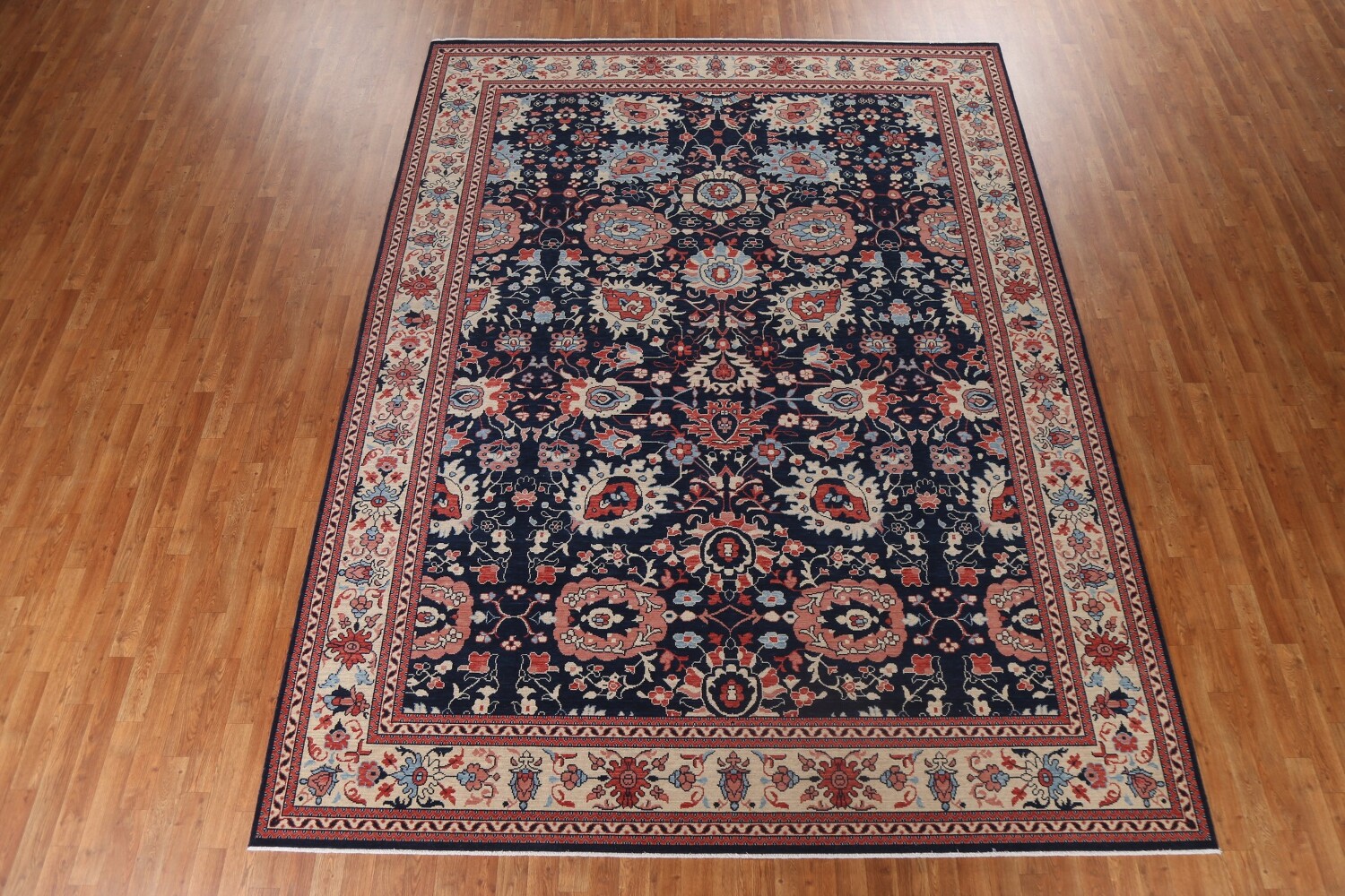 Navy Blue Floral Sultanabad Ziegler Oriental Rug 9x12