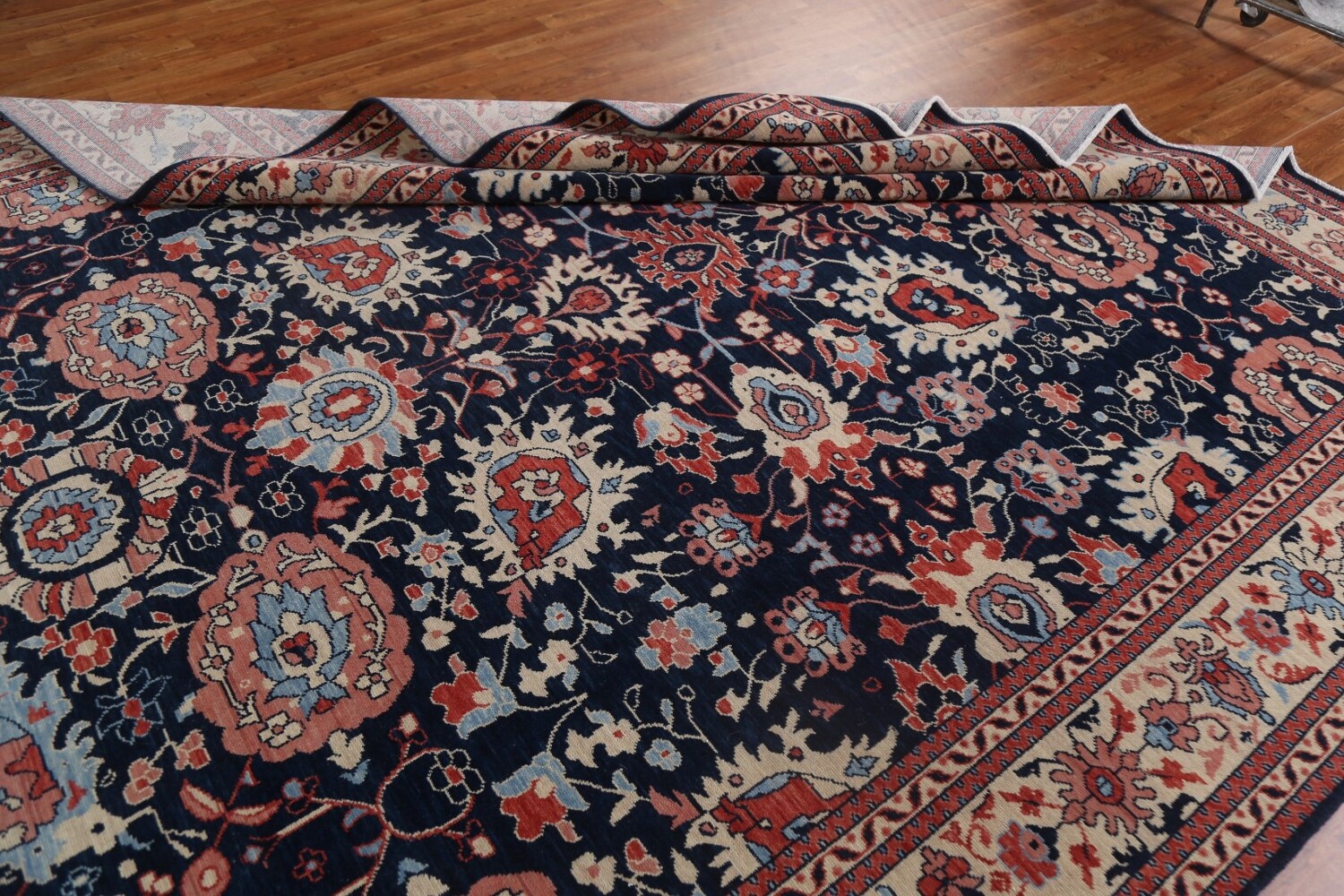 Navy Blue Floral Sultanabad Ziegler Oriental Rug 9x12