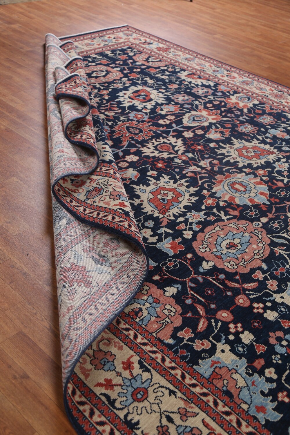 Navy Blue Floral Sultanabad Ziegler Oriental Rug 9x12