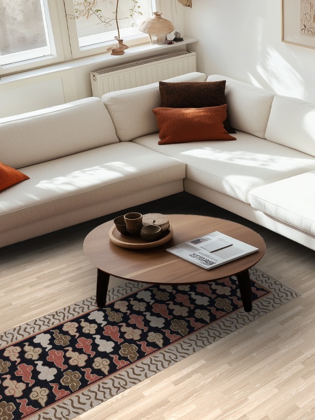 Geometric Art Deco Oriental Runner Rug 3x8