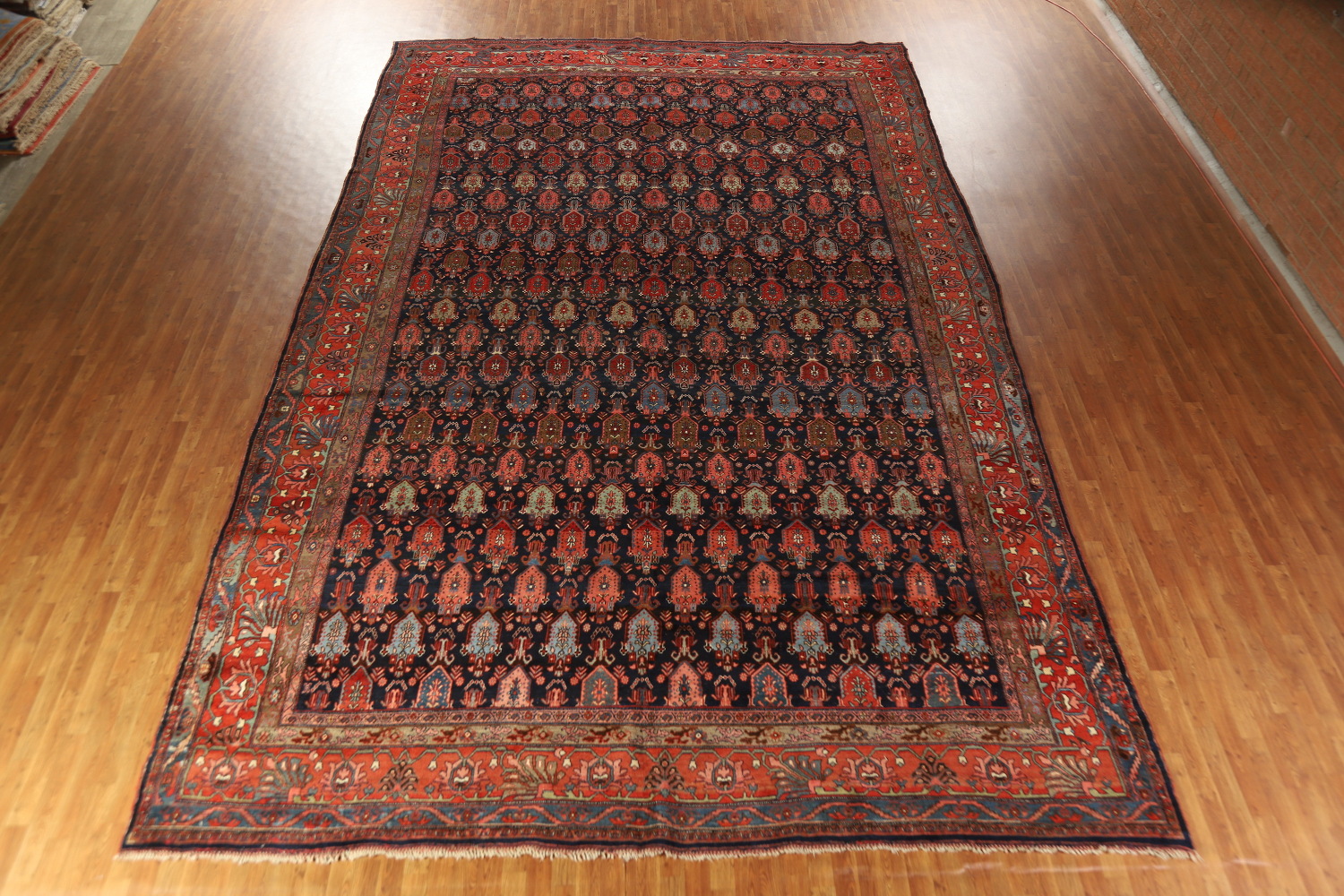 Pre-1900 Antique Vegetable Dye Bidjar Halvaei Persian Rug 12x19