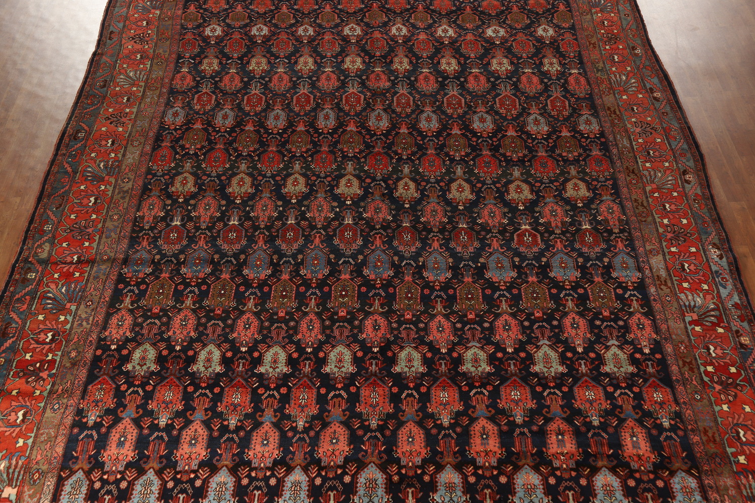 Pre-1900 Antique Vegetable Dye Bidjar Halvaei Persian Rug 12x19