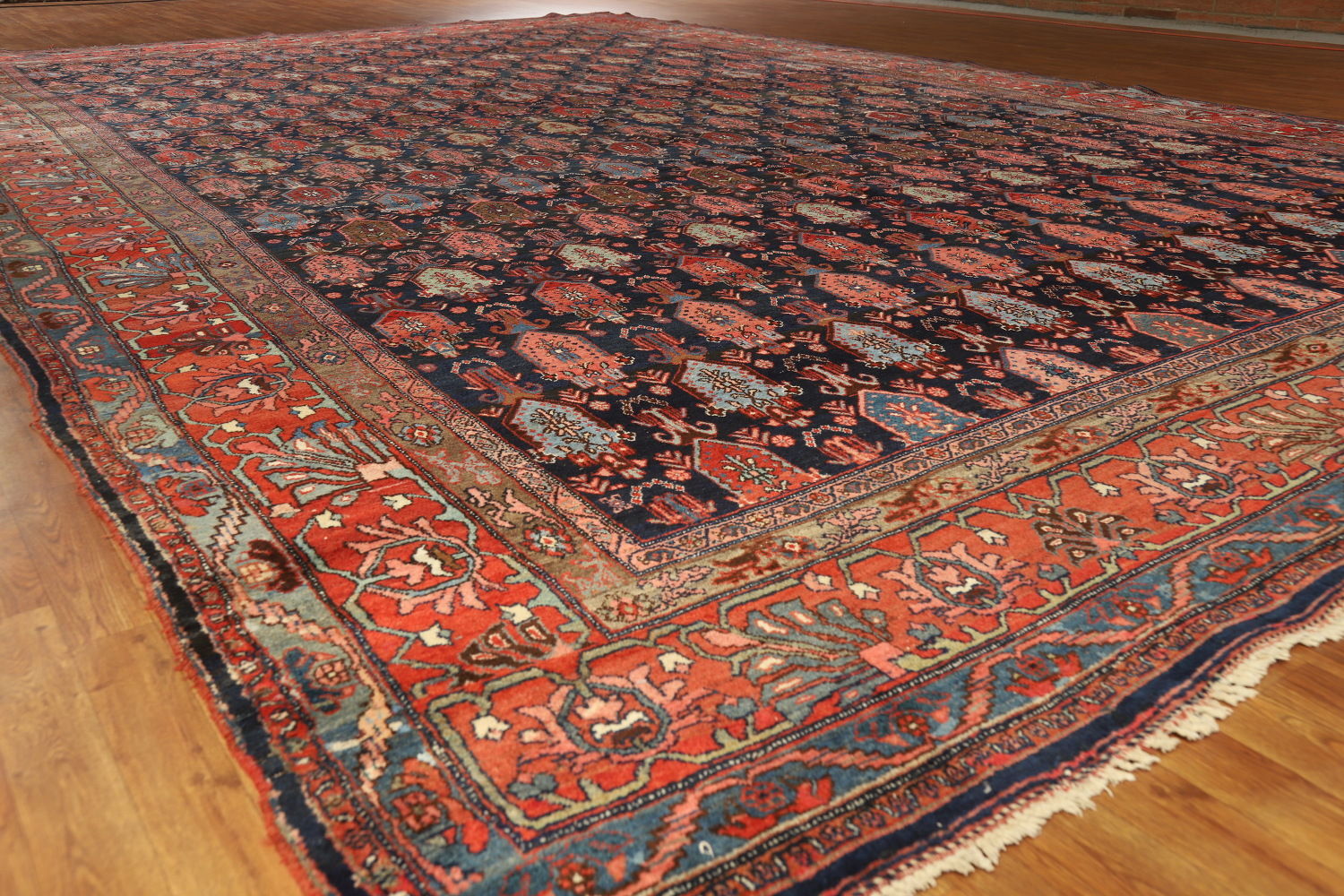 Pre-1900 Antique Vegetable Dye Bidjar Halvaei Persian Rug 12x19
