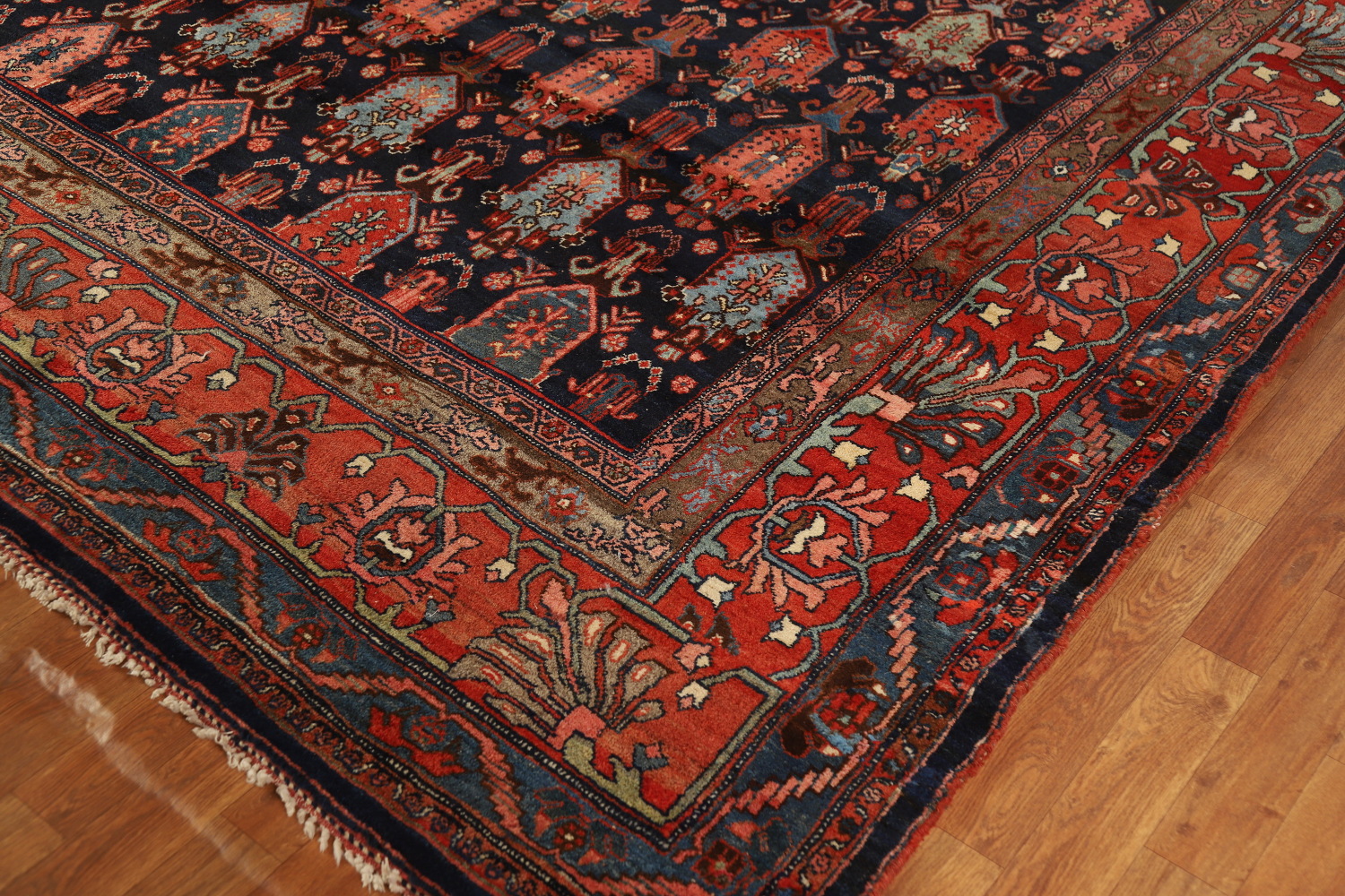 Pre-1900 Antique Vegetable Dye Bidjar Halvaei Persian Rug 12x19