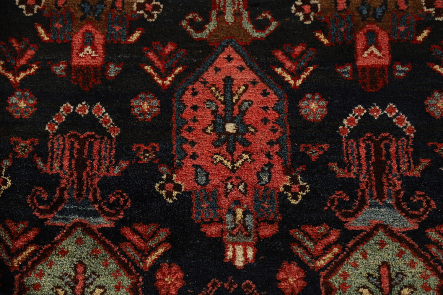 Pre-1900 Antique Vegetable Dye Bidjar Halvaei Persian Rug 12x19