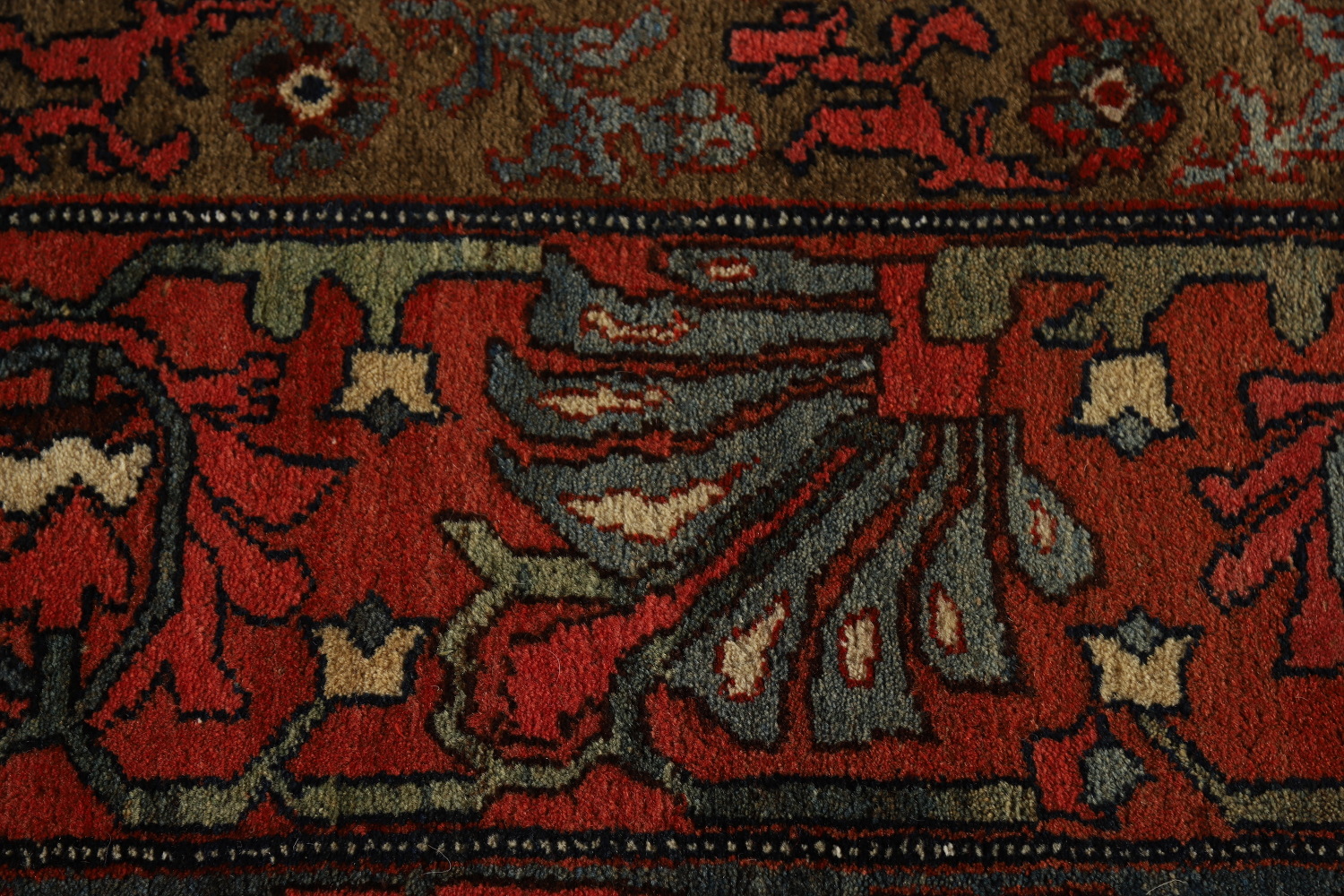 Pre-1900 Antique Vegetable Dye Bidjar Halvaei Persian Rug 12x19