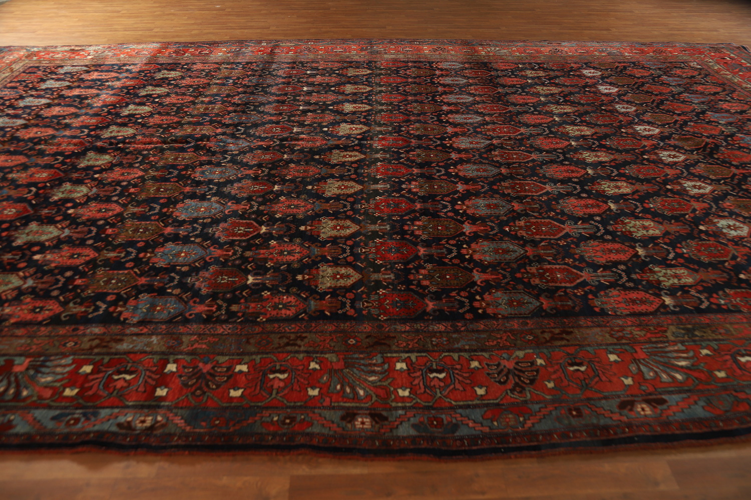 Pre-1900 Antique Vegetable Dye Bidjar Halvaei Persian Rug 12x19