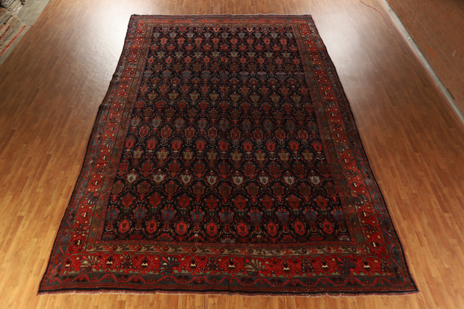 Pre-1900 Antique Vegetable Dye Bidjar Halvaei Persian Rug 12x19