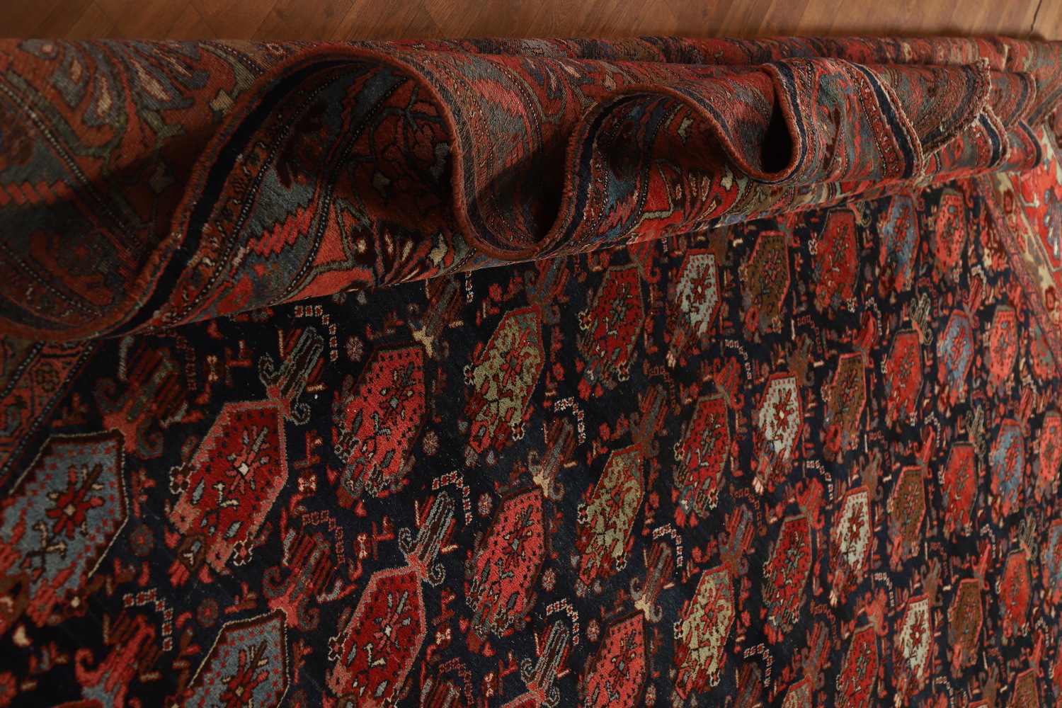 Pre-1900 Antique Vegetable Dye Bidjar Halvaei Persian Rug 12x19