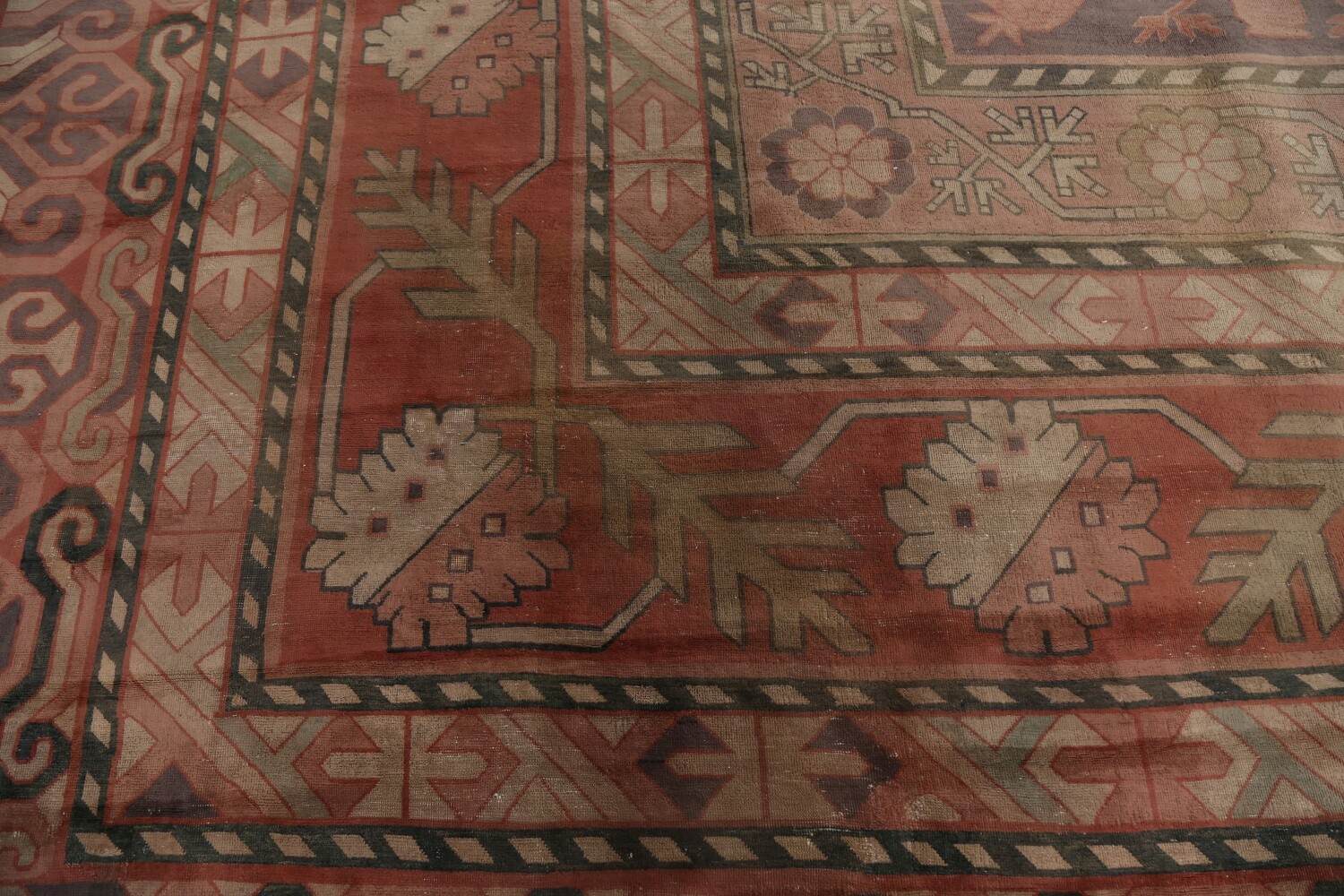 Pre-1900 Antique Mongolian Khotan Large Vegetable Dye Rug 25x37